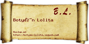 Botyán Lolita névjegykártya